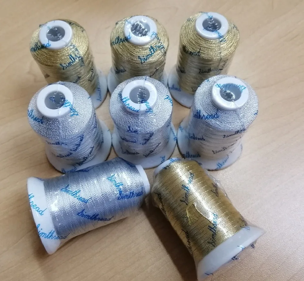 Металлическая нить для машинной вышивки золотая и серебряная большинства