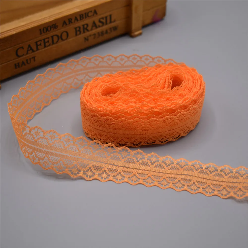 Orange Высокое качество 10 ярдов кружево, лента, тесьма ширина 28 мм Отделка Ткань DIY вышитый сетчатый шнур для шитья украшения африканская кружевная ткань - Цвет: Orange