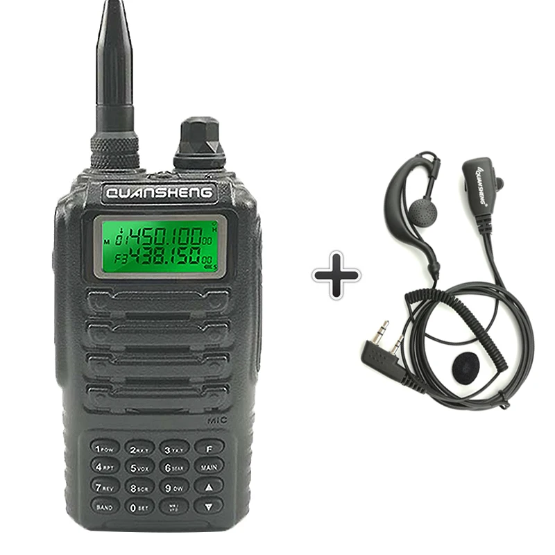 Add a headset Quansheng TG-UV2 высокое качество мощные 5 Вт иди и болтай Walkie Talkie VHF Любительская рация двойного диапазона ТГ UV2 FCC CE радиолюбителей Comunicador 10 км - Цвет: Add a headset
