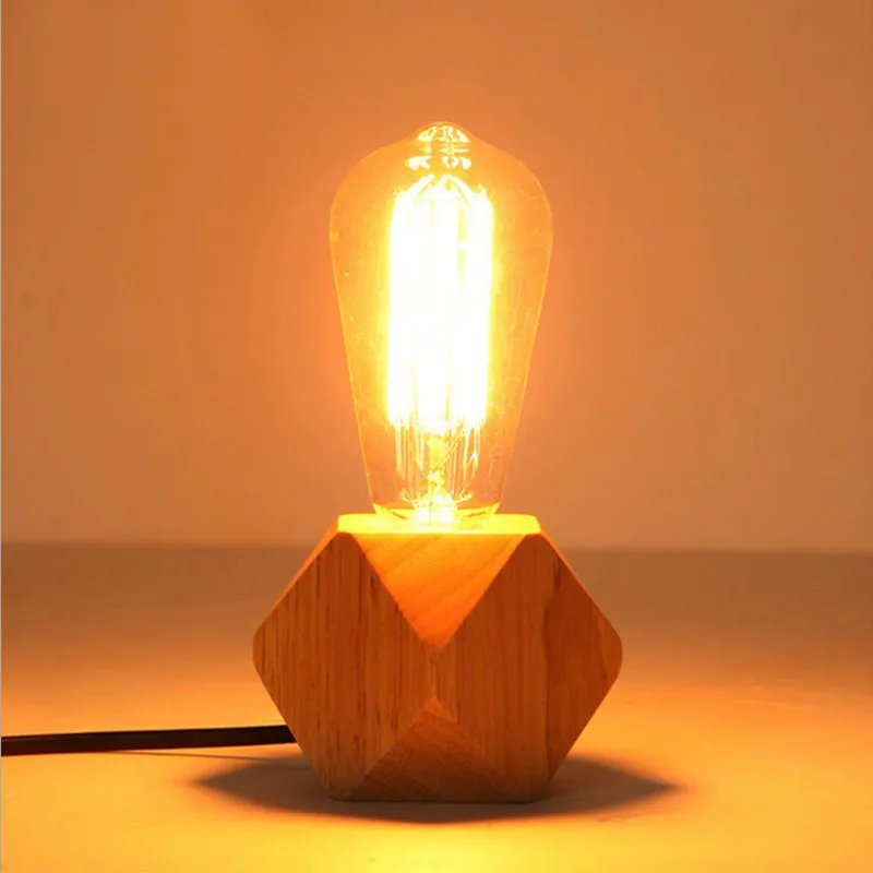 Современные Лофт настольные лампы СВЕТОДИОДНЫЕ Деревянные Настольные