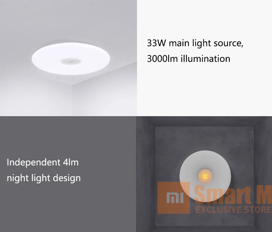 Потолочный светильник Xiaomi Mijia, цвет и яркость, WiFi, пульт дистанционного управления, датчик температуры и влажности, Ультра тонкий дизайн