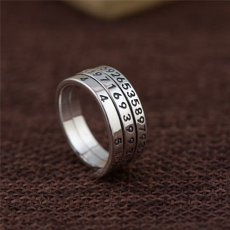 BESTLYBUY 100% Настоящее серебро 925 пробы ювелирные изделия Ретро стиль цифровое кольцо