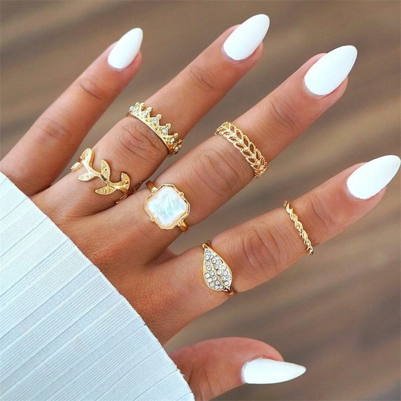 Bohemia Geometric New Fashion Vintage silver colour Gold Color Finger Rings Sets For Women Ladies Jewelry Drop Shipping | Украшения и