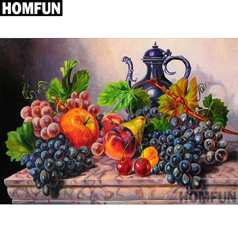 Алмазная живопись HOMFUN A06610 полноразмерная/круглая вышивка фрукты натюрморт 5D