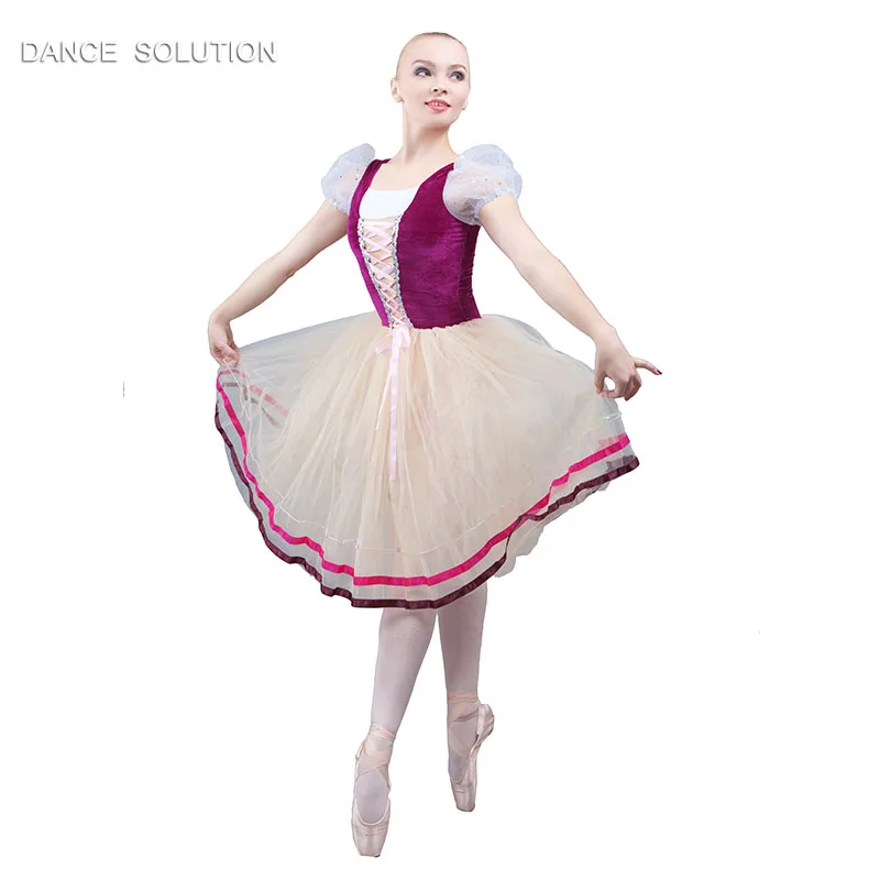 Длинная романтичная балетная пачка бархатный лиф с пышными рукавами Тюлевая