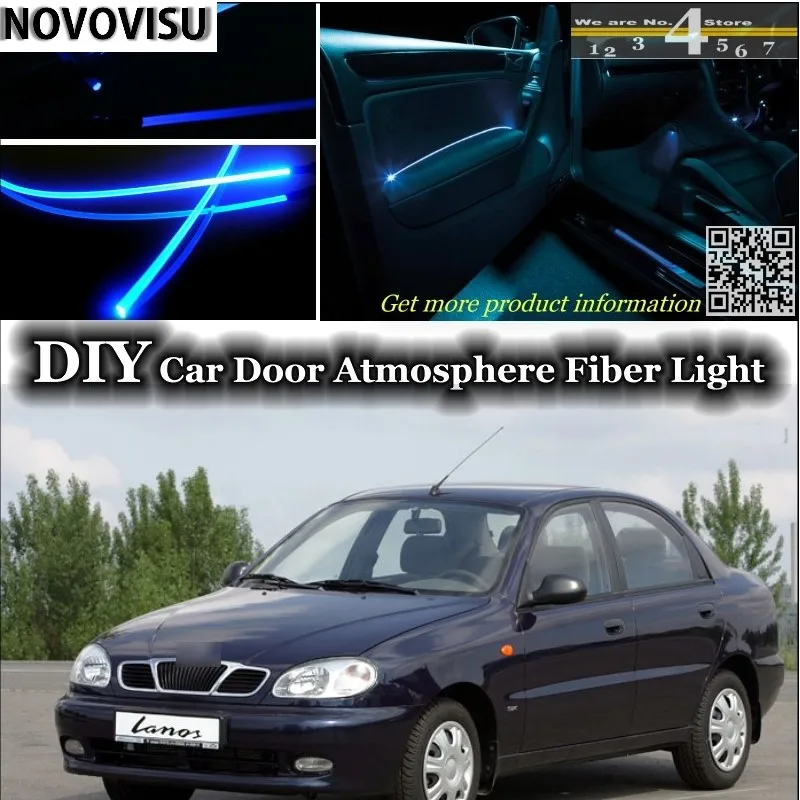 

NOVOVISU For ZAZ Lanos Sens Chance interior Ambient Light Atmosphere Fiber Optic Lights Inside Door Panel illumination Refit