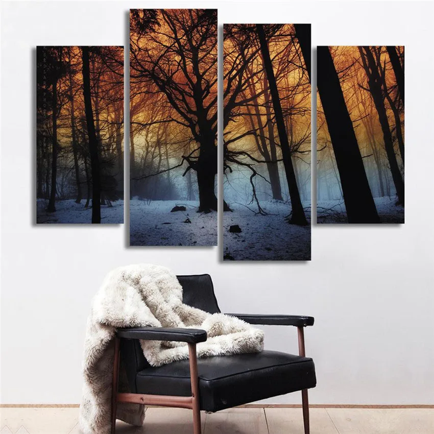Новые картины лес настенная живопись дерево без листьев напечатаны на холсте