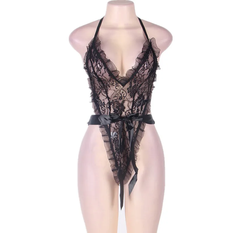 black teddy Comeonlover, сдельное нижнее белье, сексуальное, эротическое, боди с манжетами, женский кружевной боди, костюм размера плюс, костюм порно RI80050 - Цвет: black teddy