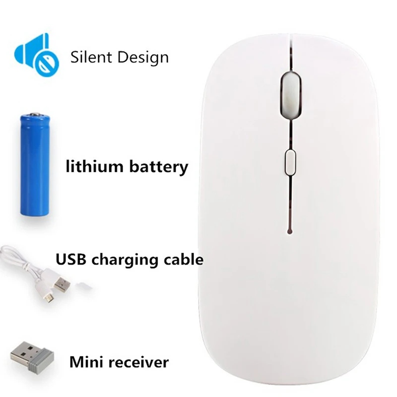Горячая продажа перезаряжаемая беспроводная мышь Бесшумная USB оптическая для
