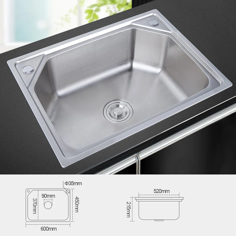 

Kitchen sink 304 stainless steel Finished brushed single bowl sink kitchen above counter or undermount sinks mx3301759