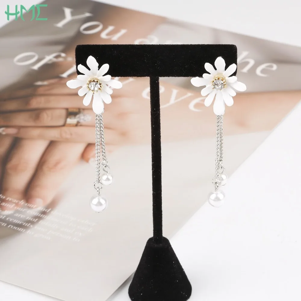 2 шт./лот металлические серьги гвоздики в форме цветка со стразами подвеска для