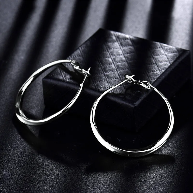 BUDONG 2017 роскошные большие круглые серьги для женщин серебряные/золотистые петли