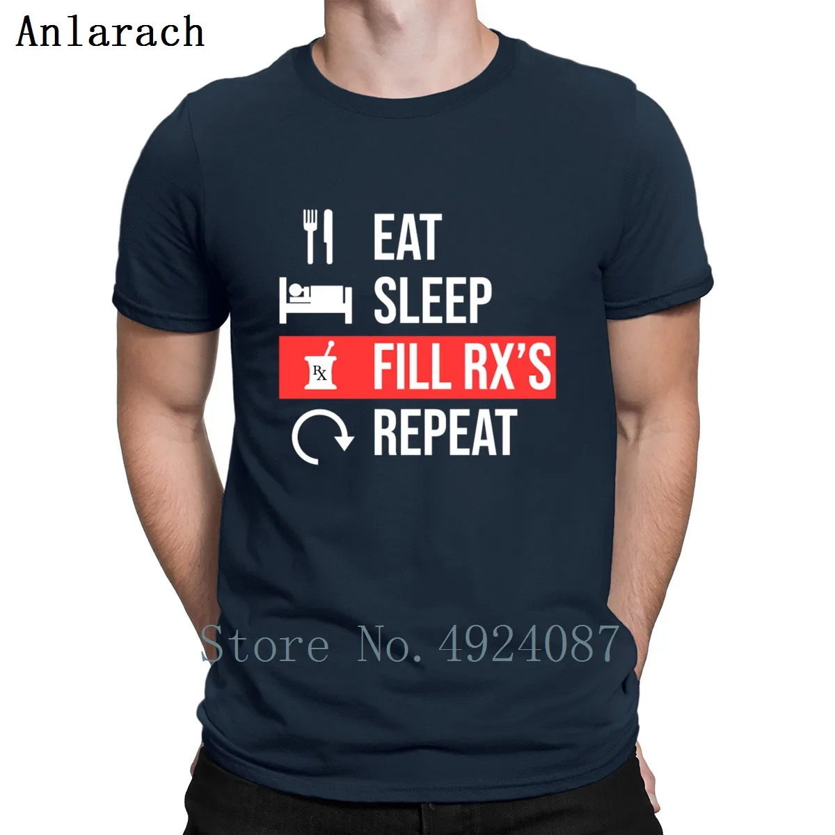 Eat Sleep заполнить Rx с повторить фармацевт аптека футболка Одежда высшего качества