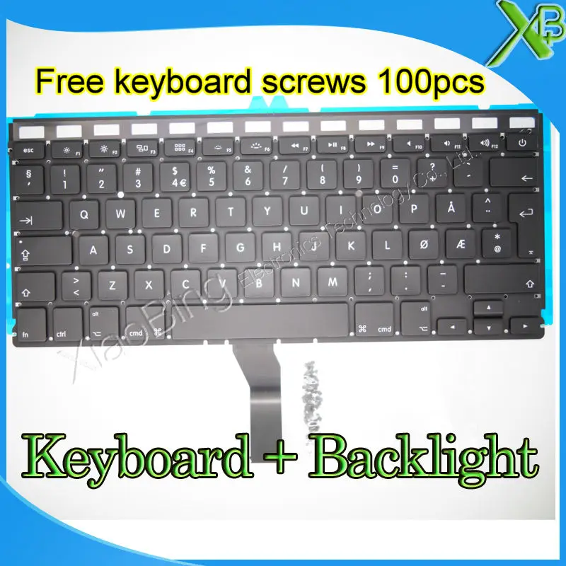 

Brand New NO Norway Norwegian keyboard+Backlight Backlit+100pcs keyboard screws For MacBook Air 13.3" A1369 A1466 2010-2015Years