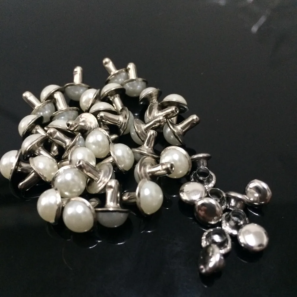 100 шт. 7.5 мм круглый silver pearl акриловая Заклёпки Leather Craft панк заклепки подходят DIY делая Ремни Обувь сумка Браслеты