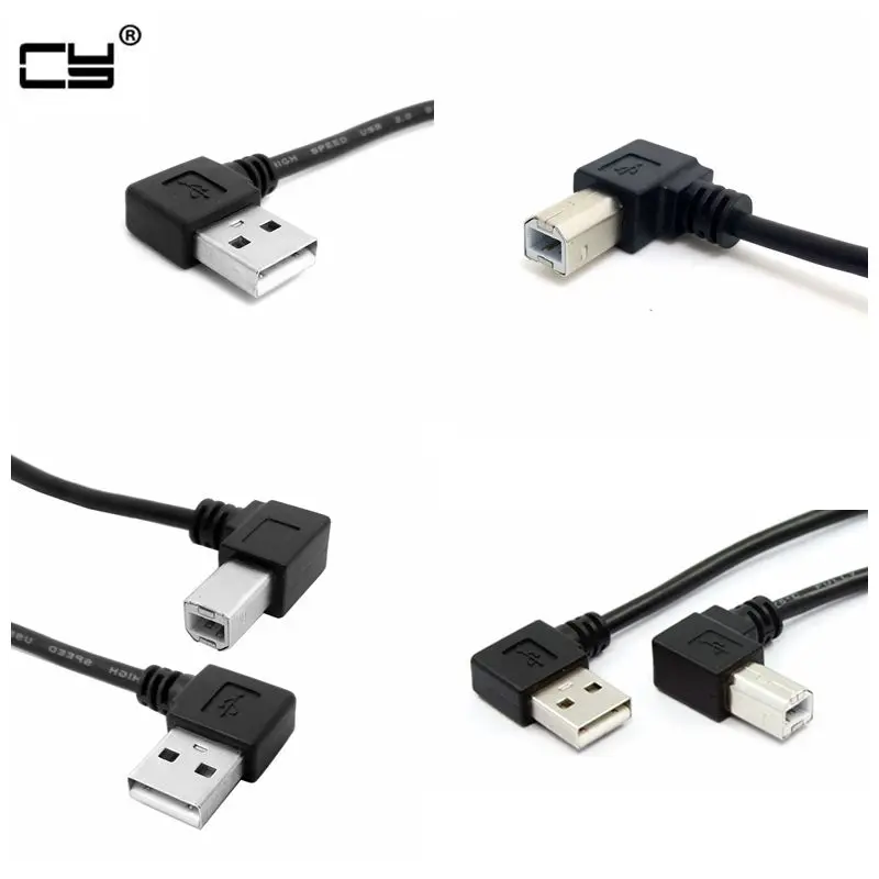 Правый и левый угол USB 2 0 A папа на B Тип BM сканер для принтера под прямым углом 90