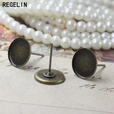 

REGELIN Round Teeth Cabochon Earring Base Stud Earring Blank Settings 20pcs 8/10/12mm DIY Jewelry Findings