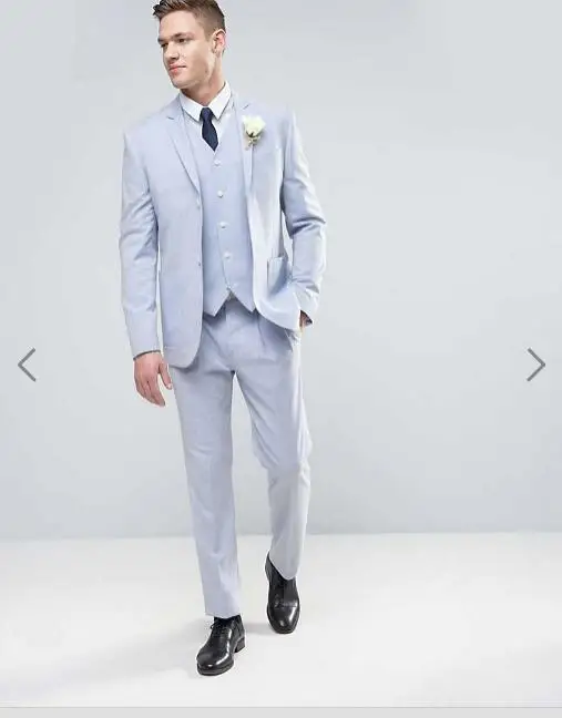 2017 новейший дизайн пальто брюки светло-голубой пляжный Свадебный костюм для