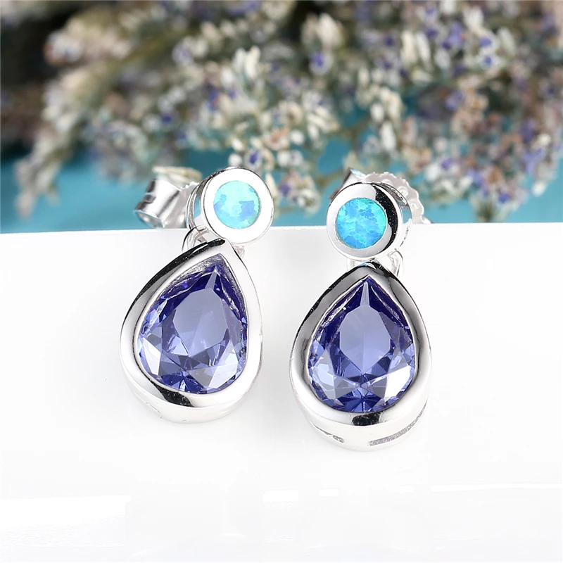 Женские серьги Клипсы из серебра 2016 пробы с опалом|clip earrings|women clip earringsearrings blue |