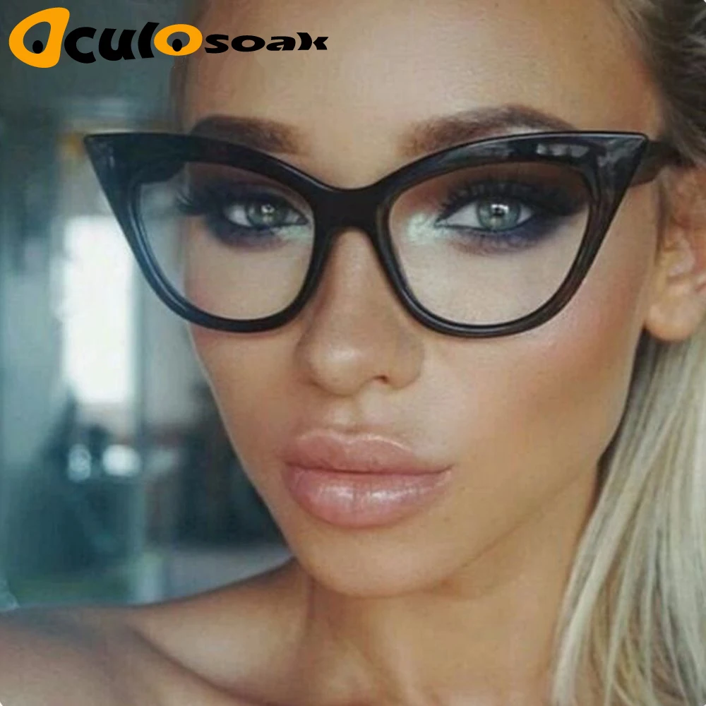 Женские прозрачные очки кошачий глаз брендовые дизайнерские в винтажном стиле с