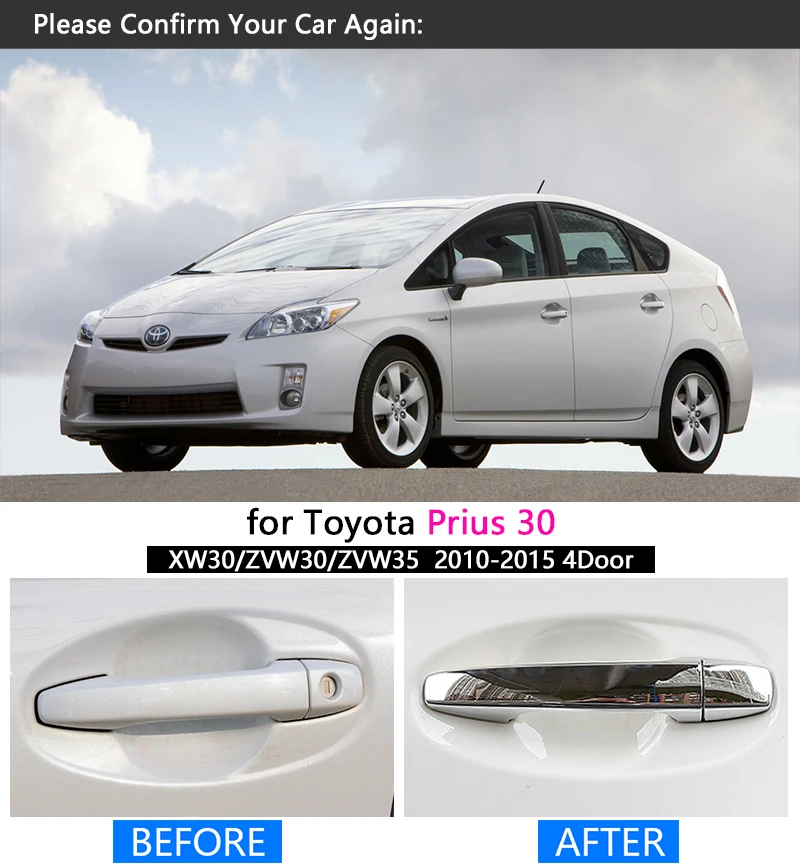 Хромированная крышка ручки для Toyota Prius 30 2010-2015 отделка xw30 zvw30 zvw35 2011 2012 2013 2014
