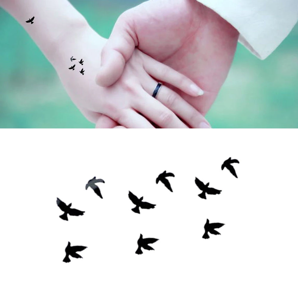 5 шт. съемные водостойкие черные маленькие тату наклейки в виде птиц|tattoo sticker|temporary tattoo stickertattoo paste |