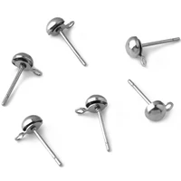 30pcs stainless steel 5mm earring post wstoppers for diy jewelry finding steel color