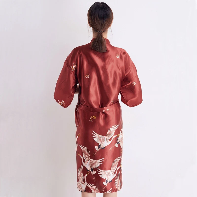 Шелковые банные халаты для женщин нижнее белье с принтом журавлей подружки