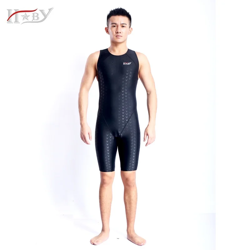 HXBY профессиональный мужской купальник сдельный на молнии сзади sharkskin для