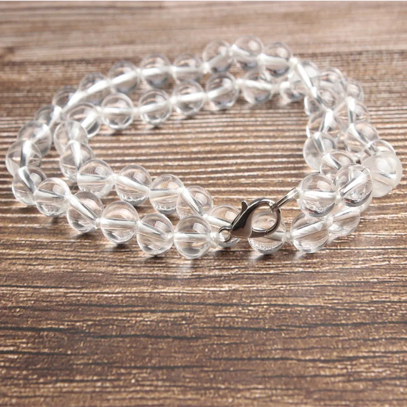 white glass Lan Li 8 мм, модные натуральные ювелирные изделия, застежка-карабин, свободные бусины, сделай сам, женский браслет, ожерелье, серьги-гвоздики, аксессуары - Окраска металла: white glass