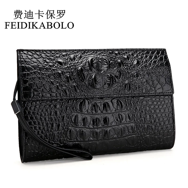 FEIDIKABOLO, мужские кошельки из кожи аллигатора, черный кошелек, клатч, сумки, высокое качество, дизайнерские кошельки, удобные сумки, мужской кошелек, Monederos