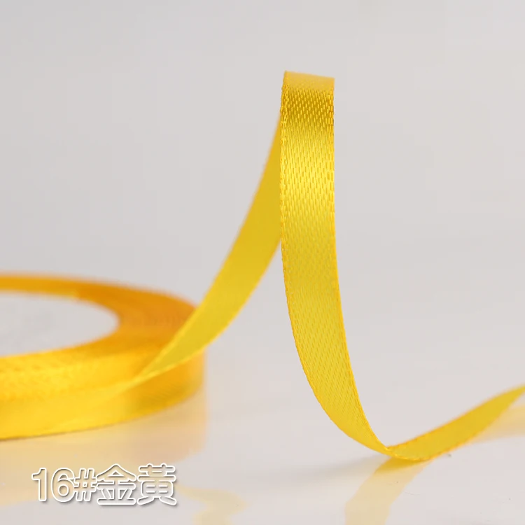 Golden Yellow 22 метра/рулон 6 мм шелковых атласных лент Свадебная декоративная подарочная упаковка аксессуары DIY ручной работы обратно в школу ленты - Цвет: Golden Yellow