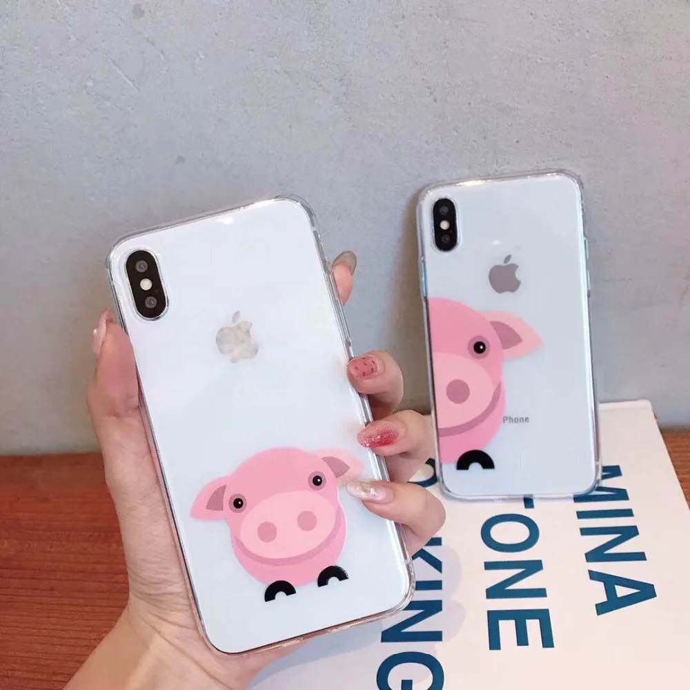Туманно красоты для iphone X XS XR Max случае милый мультфильм свинья шаблон Силиконовые