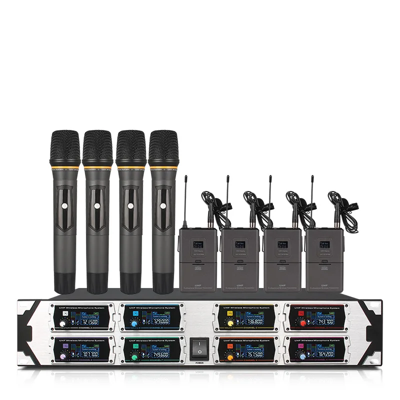 Лучшая Профессиональная ручная Беспроводная микрофонная система UHF8 канальная