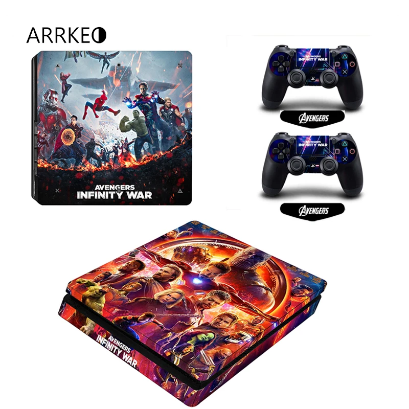ARRKEO Мстители виниловая Защитная крышка наклейка для Sony PlayStation 4 PS4 Slim консоль