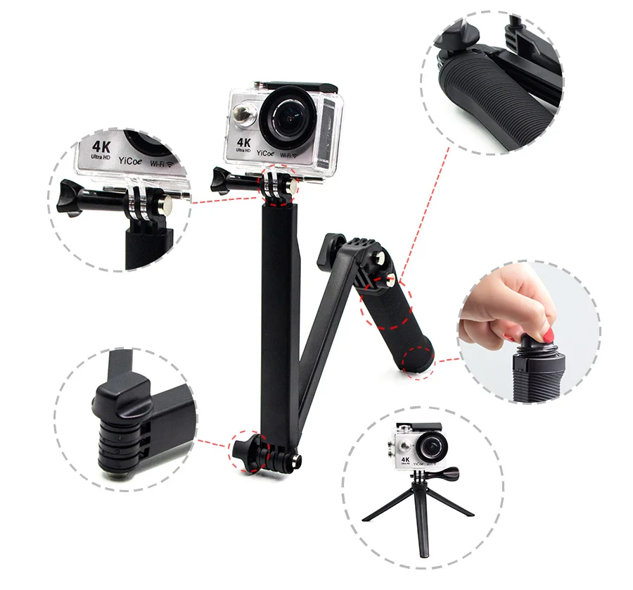 Комплект спортивной камеры штатив для селфи палка для Gopro аксессуары Go Pro Hero Session7 6 5 4 3 SJCAM SJ4 SJ6 SJ7 Xiao yi 4k mijia