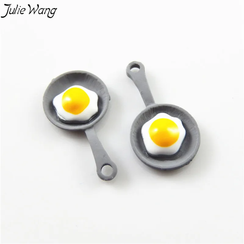 Julie Wang 5 шт. жареное яйцо еда для завтрака желтая белая солнечная сторона подвеска