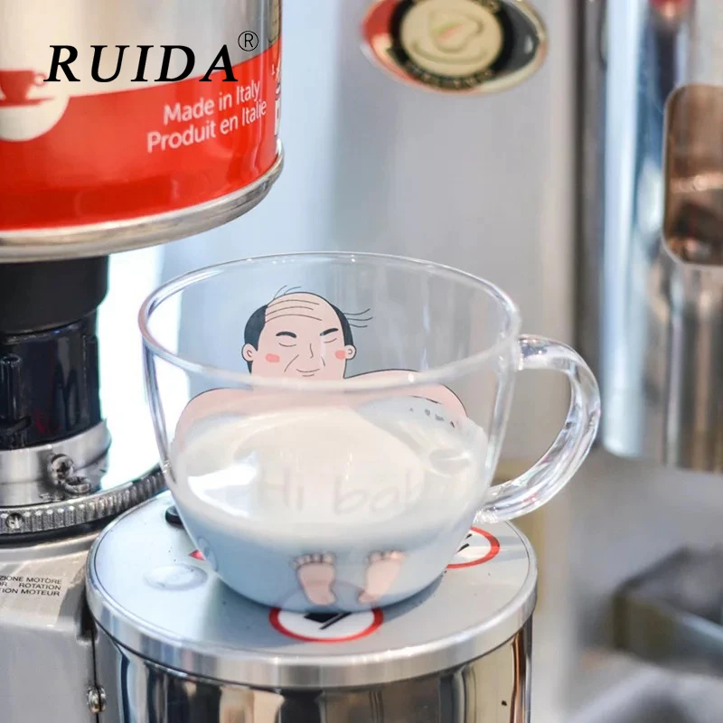 

RUIDA Ins Creative Glass Breakfast Milk Cup Cat Cup Dog Cute Styling Coffee Mug Home Hotel Japanese style Drinkware Funny Gift