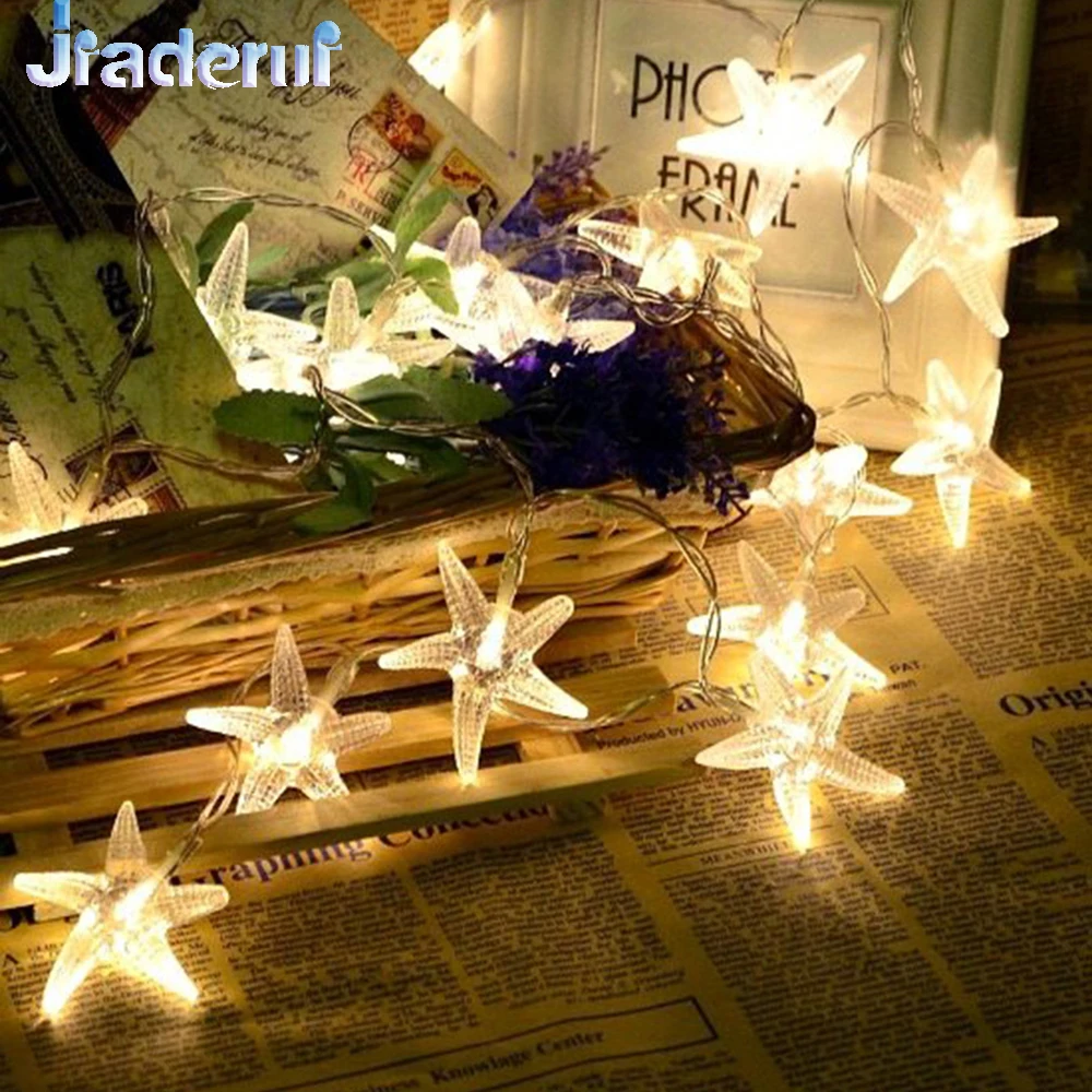 Jiaderui Рождество украшения свет 1.5 м 10LED 2 20LED Starfish Строка Гирлянда огни Новый год