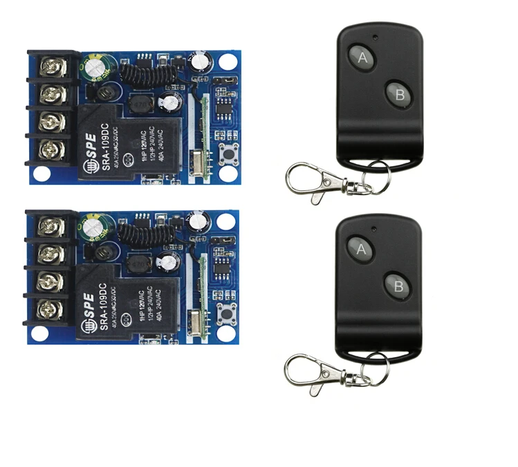 

DC 12V 24V 36V 48V 8A 1 CH RF Wireless Remote Control 2 * Receiver & 2 * Transmitter classic 2 key self-lock