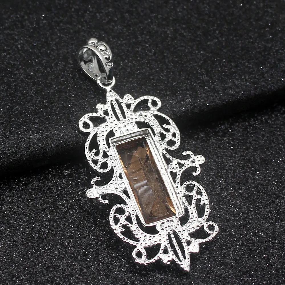 

Special Design Fashion Honey Topaz925 Sterling Silver Color Charms Women Pendant Chain Necklace 20 Inch