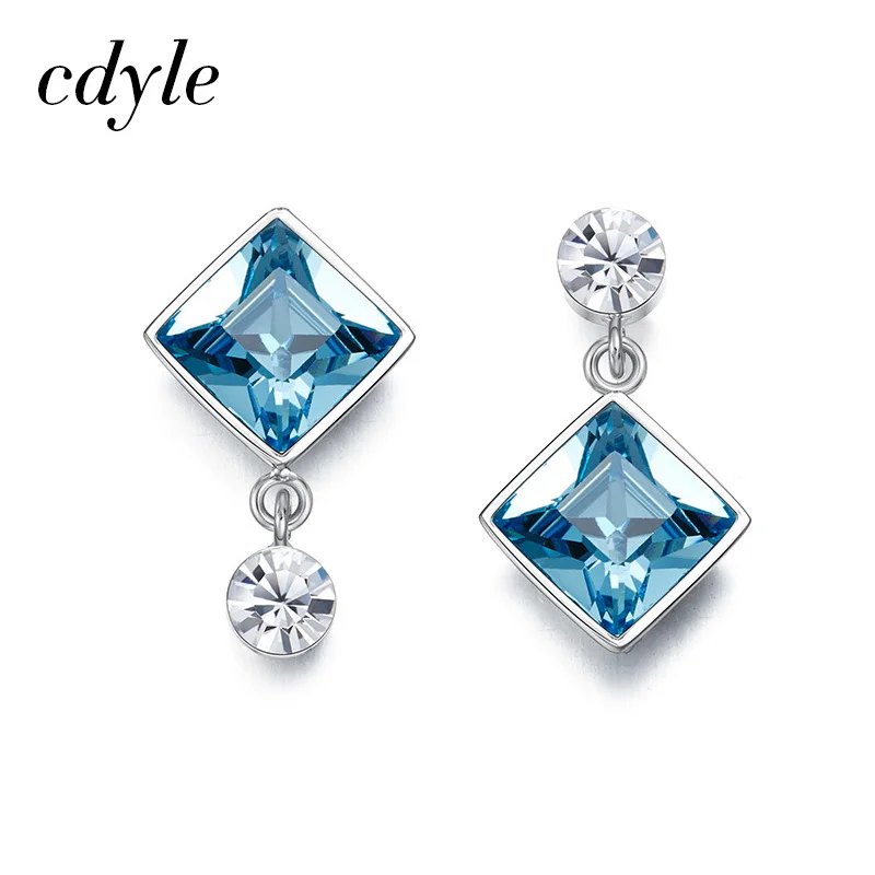 Blue Color Cdyle женские сережки с подвесками Украшенные Серьги с кристаллами роскошные золотые синие фиолетовые ювелирные изделия квадратные каменные серьги - Окраска металла: Blue Color