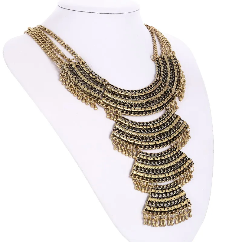 Женское многослойное ожерелье винтажное этническое с бусинами-подвесками |