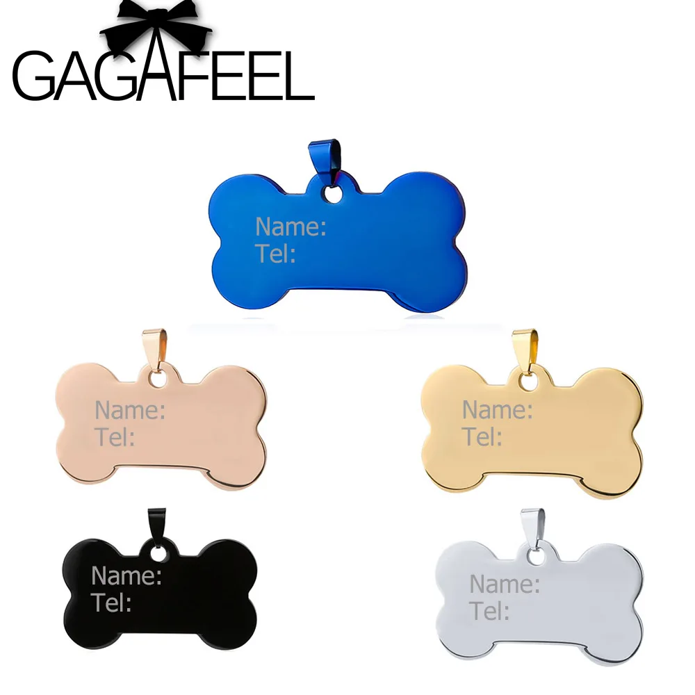 GAGAFEEL, нержавеющая сталь, Neklace, персонализированная гравировка, текст, для домашних животных, ID, бирка, идентификация, индивидуальное имя, адрес телефона