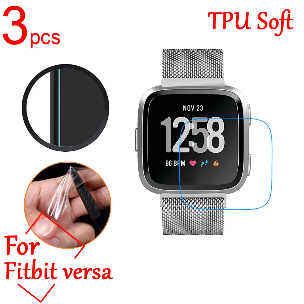 3 шт. ультра прозрачный ТПУ Мягкий ЖК-экран Защитная крышка для Fitbit versa браслет от