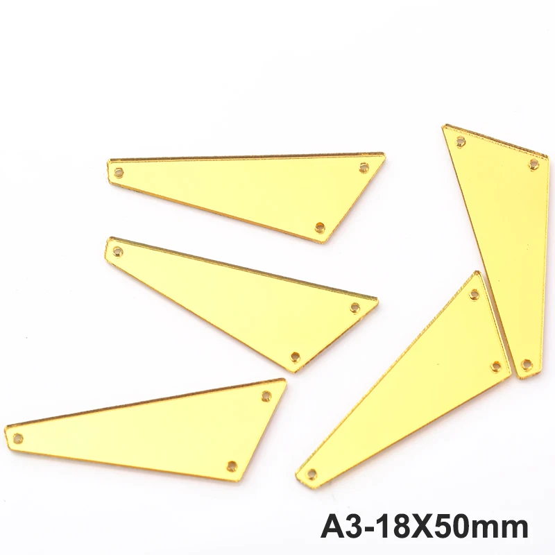 A3-18X50mm RESEN светло-Золотое Смешанное пластиковое плоское зеркало акриловые стразы с отверстиями пришить Камень для украшения клубного платья 30 шт - Цвет: A3-18X50mm