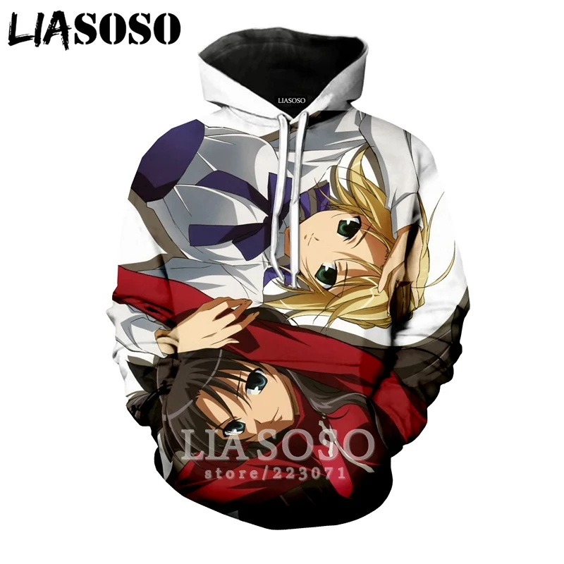 LIASOSO зимняя новая модная Толстовка для мужчин и женщин с 3D принтом аниме Fate Stay Night толстовка унисекс с длинным рукавом Повседневный пуловер A107-26 - Цвет: 10