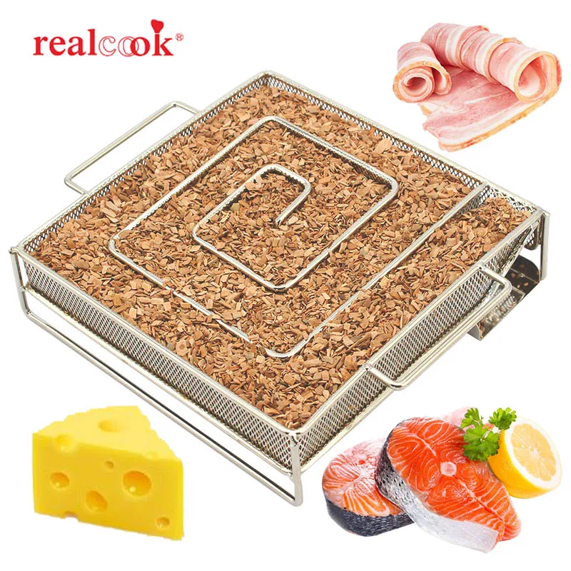 Квадратный дымовой генератор Realcook 7 08 дюйма для угля барбекю холодного курения