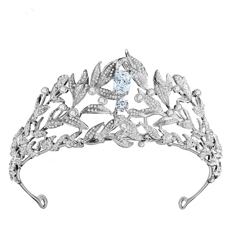 SLBRIDAL Серебряные стразы кристалл кубического циркония свадебная диадема свадебные аксессуары для волос подружки невесты принцесса женские ювелирные изделия