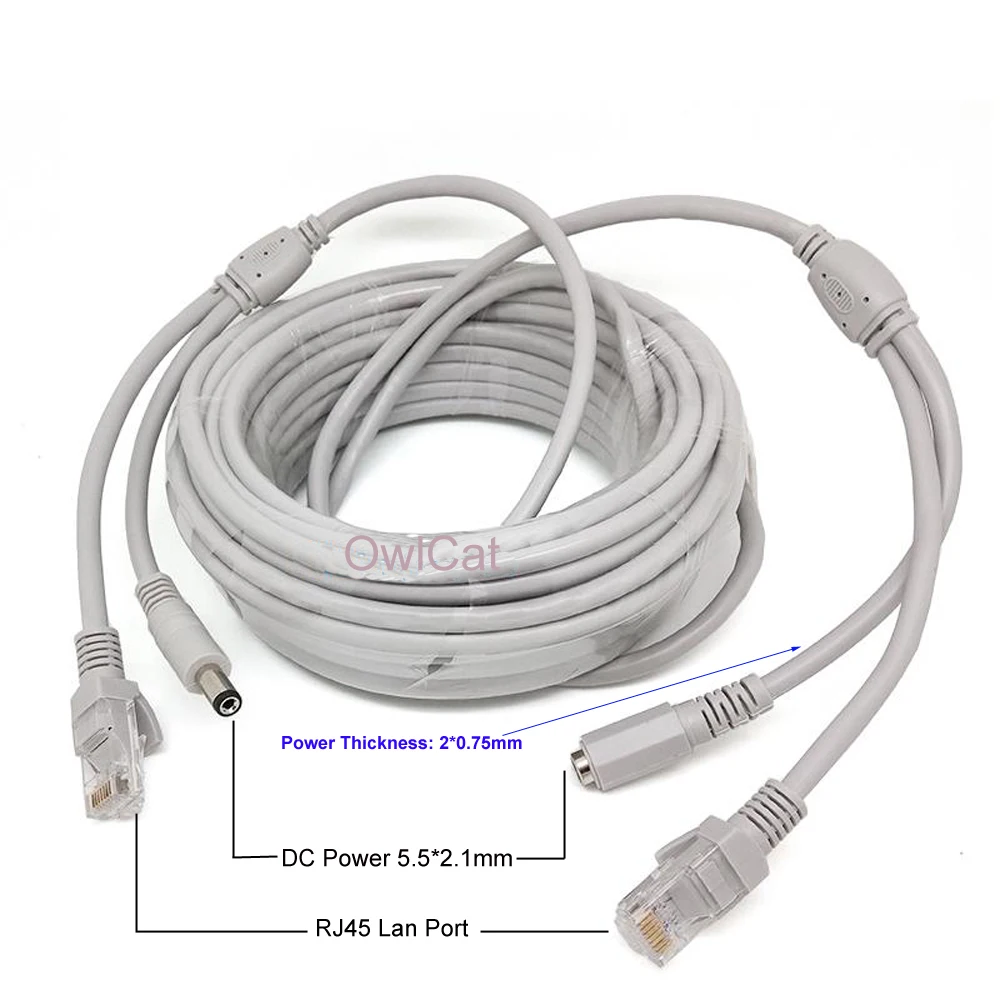 Высокое качество 10 м/33 фута CCTV сети Lan кабель RJ45 Вт DC 12 В мощность 2,1x5,5 ММ CAT5/5e расширение Ethernet кабель для CCTV IP камеры NVR